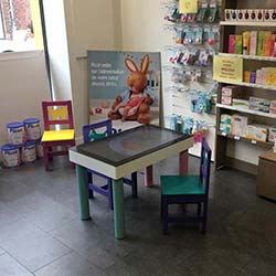 Touch table for children at a pharmacy